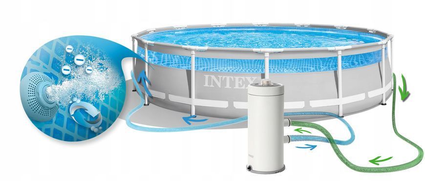 Садовый каркасный бассейн 427x107 см с насосом Intex