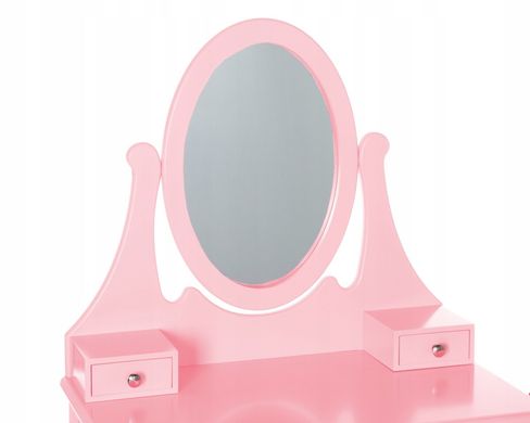 Туалетний столик рожевий з дзеркалом для косметики + стілець