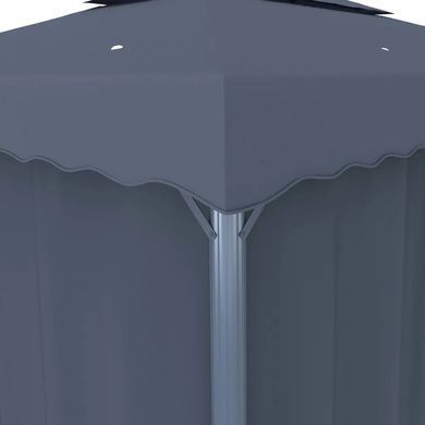 Беседка со шторами и светодиодными гирляндами, 3x3 м, антрацит