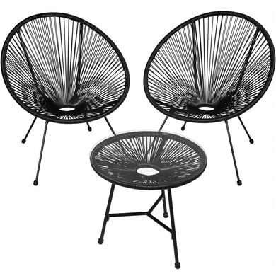 Комплект із 2 стільців зі столом Gabriella чорний