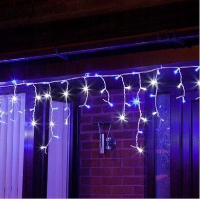 Новогодняя гирлянда бахрома 14 м 300 LED (Синий с холодной белой вспышкой)