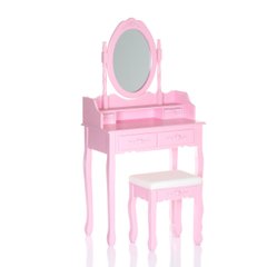 Туалетный столик розовый + табурет