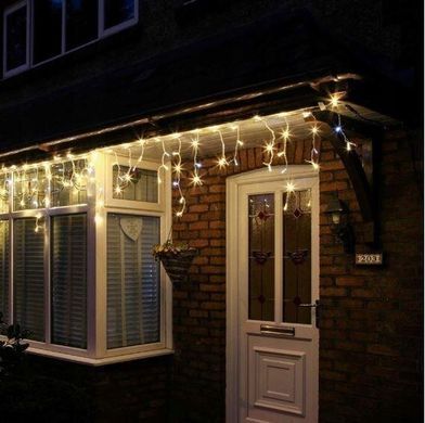 Новогодняя гирлянда бахрома 14 м 300 LED (Теплый белый с холодной белой вспышкой)