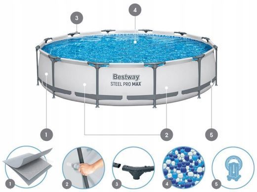 Каркасный бассейн Bestway Steel Pro Max&trade; 366&times;76 см с фильтр-насосом