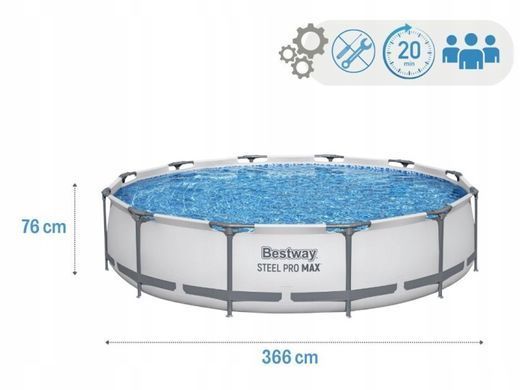 Каркасный бассейн Bestway Steel Pro Max&trade; 366&times;76 см с фильтр-насосом