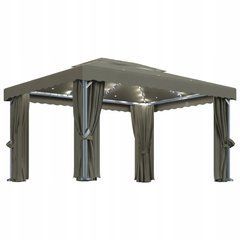 Беседка со шторами и светодиодной подсветкой, 4x3 м, цвет taupe