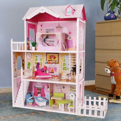 Игровой кукольный домик для барби Ecotoys California 4107fm + терраса, 124см!