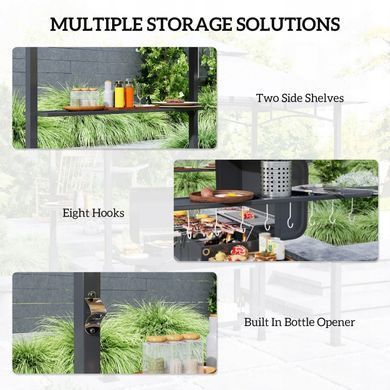 Павильон для гриля Outsunny с LED-подсветкой, водостойкий, огнестойкий, 243&times;148&times;248 см.