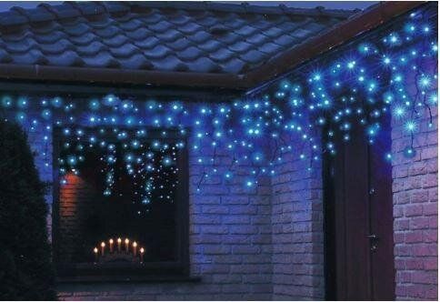 Новорічна гірлянда бахрома 8 м 200 LED (Холодний білий з синім спалахом)