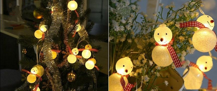 Новогодняя гирлянда "Снеговики" 10 LED, Длина 2M
