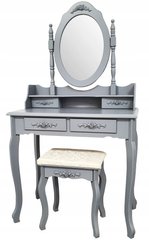Туалетный столик серый с зеркалом для косметики + стул