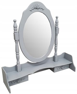 Туалетний столик сірий з дзеркалом для косметики + стілець