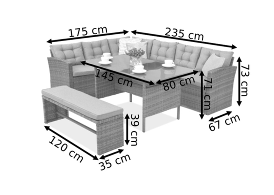 Садовая мебель из техноратанга Latina Garden Point серого цвета
