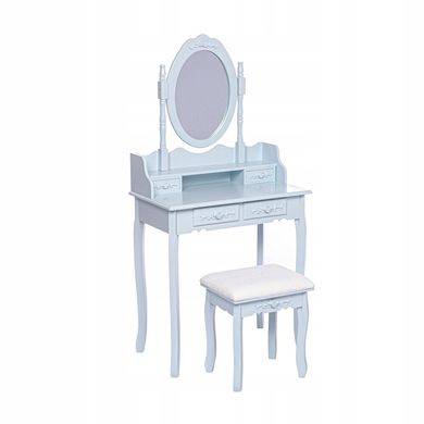 Туалетный столик серый с зеркалом и стулом
