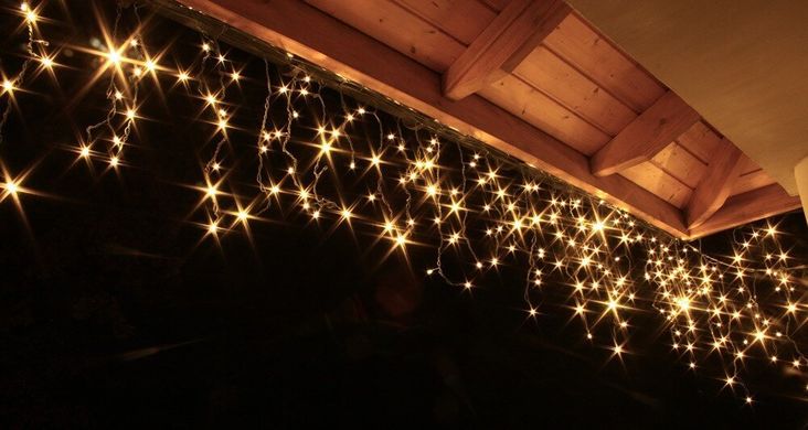 Новогодняя гирлянда Бахрома 300 LED, Белый теплый свет 12 м + Пульт