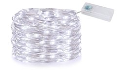 Новогодняя гирлянда 50 LED, На прозрачном проводе, Белый холодный свет,5м