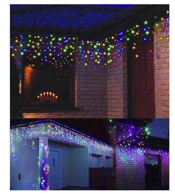 Новорічна гірлянда бахрома мультиколір 300 LED 8.3 м