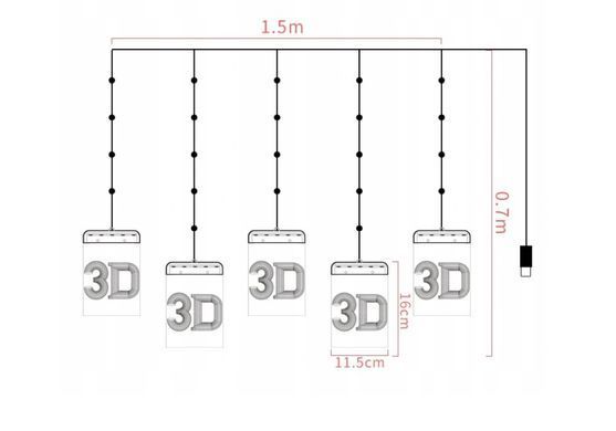 Комплект 3D вітражів LED 5шт