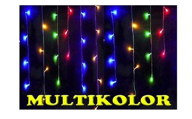 Новорічна гірлянда бахрома мультиколір 300 LED 8.3 м