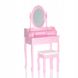 Туалетний столик розовий з дзеркалом і стільцем - 2