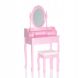 Туалетный столик розовый с зеркалом и стулом - 1