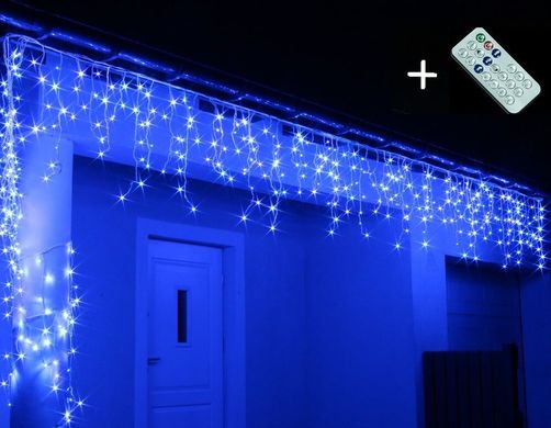 Новогодняя гирлянда Бахрома 300 LED, Голубой свет 12 м + Пульт