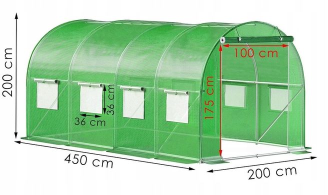 Замена пленочного покрытия для садового туннеля теплицы 4,5x2x2m 9m² фольга UV4