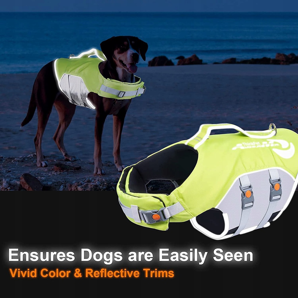 Светоотражающий спасательный жилет ThinkPet для собак, размер L